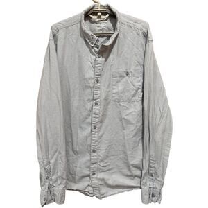 QUIKSILVER Men Button Up Shirt XXL Gray Lightweight 100% Cotton Modern Fit